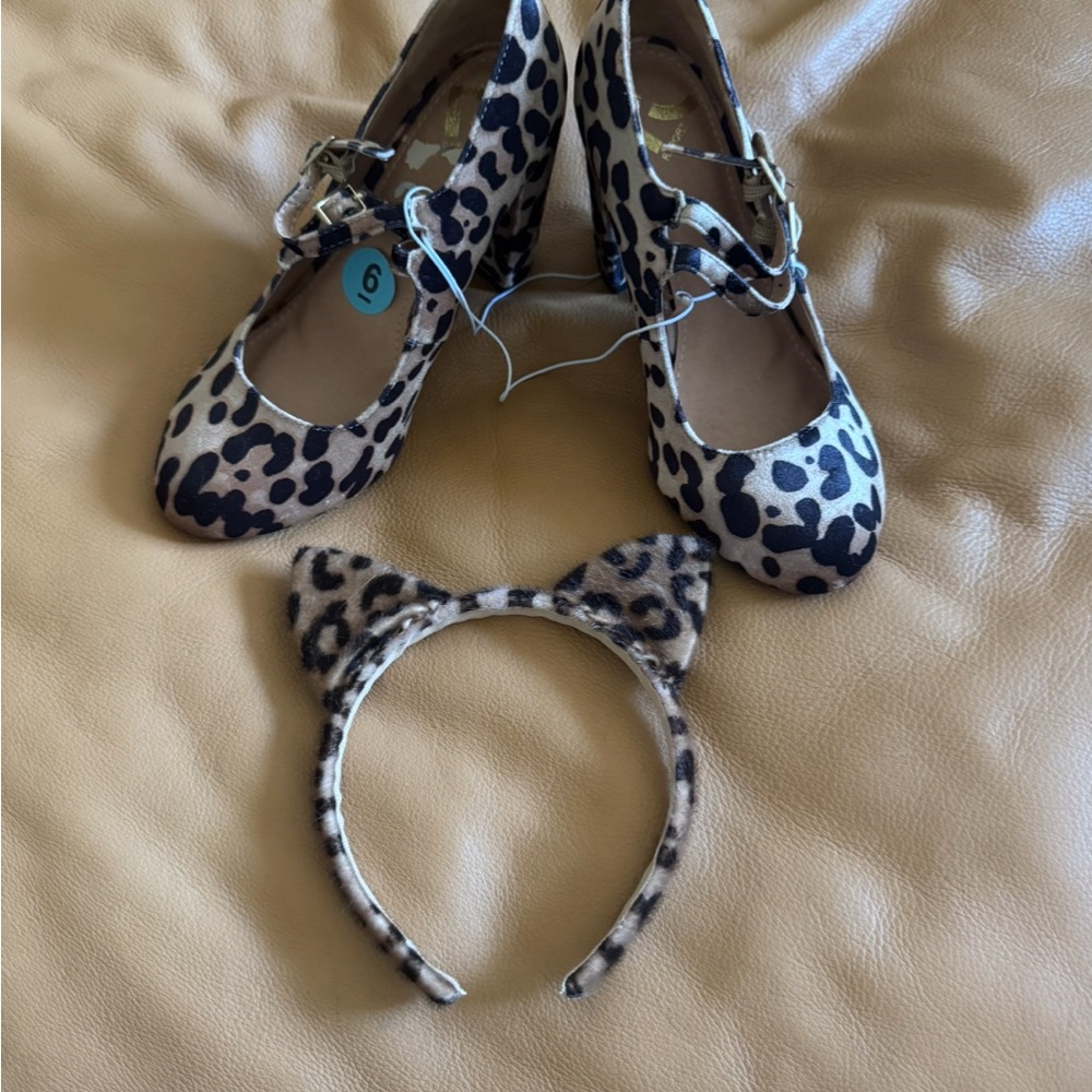 Leopard Animal Print Mary Jane Shoes and Headband Set